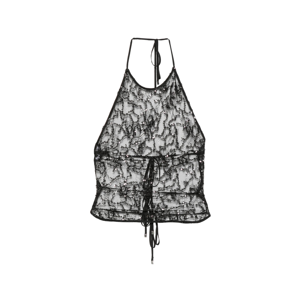 Sequin-Embellished Lace Top