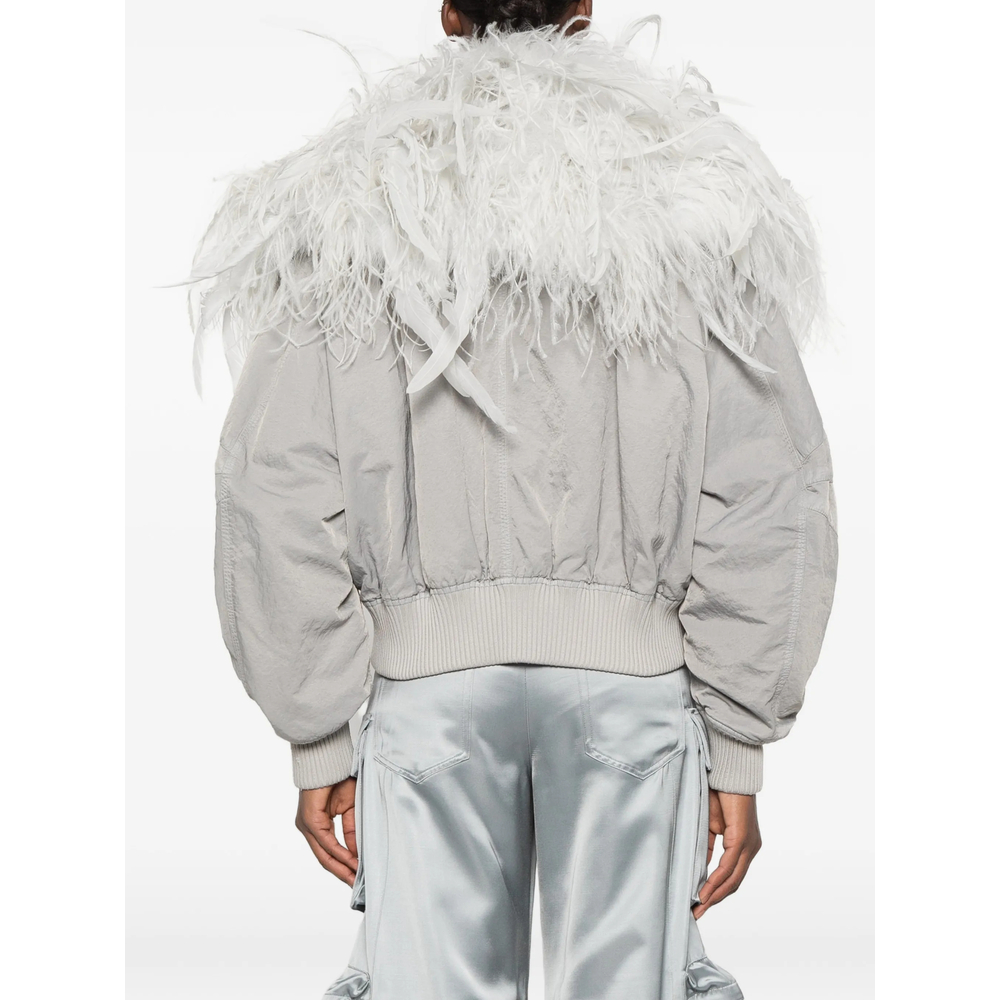 Feather-Trim Bomber Jacket