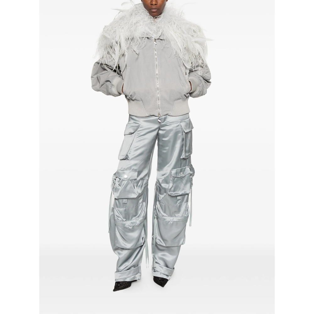 Feather-Trim Bomber Jacket