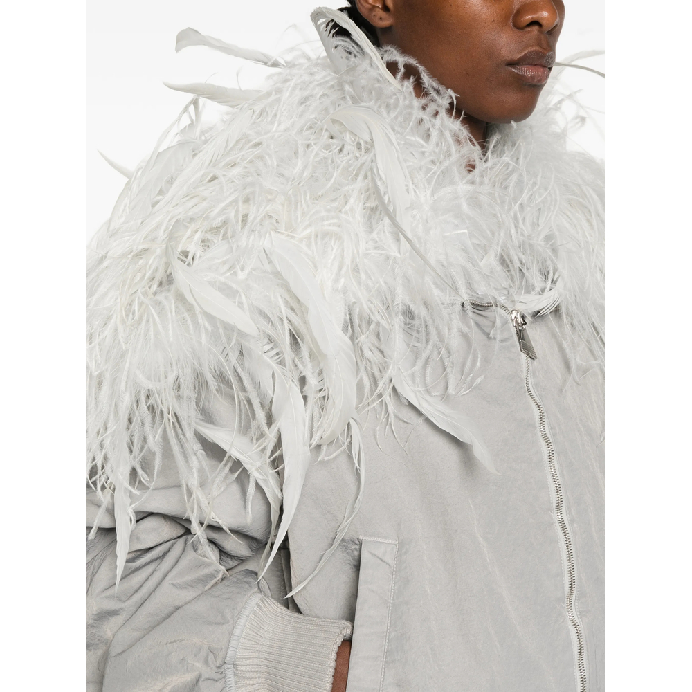Feather-Trim Bomber Jacket