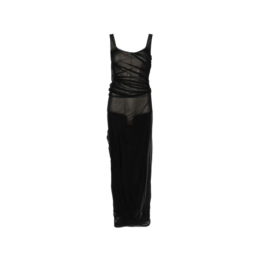 The Attico Ruched Sheer-mesh Maxi Dress