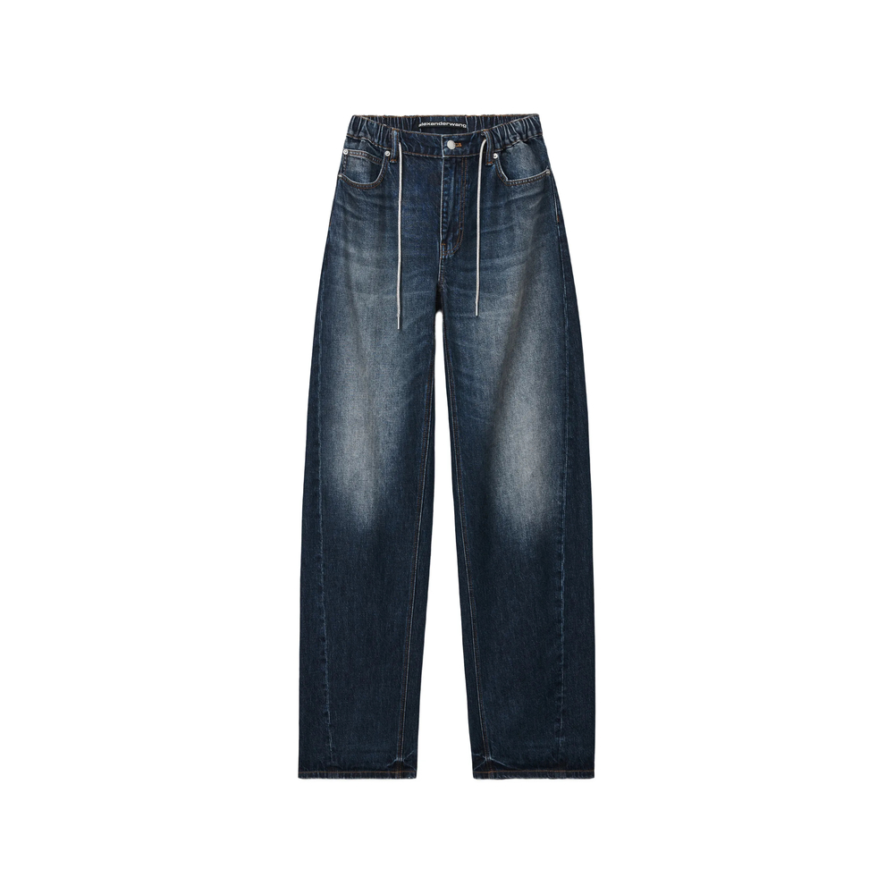 Rhinestone-Drawcord Balloon Jeans
