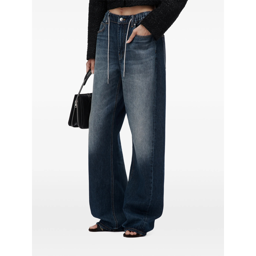 Rhinestone-Drawcord Balloon Jeans