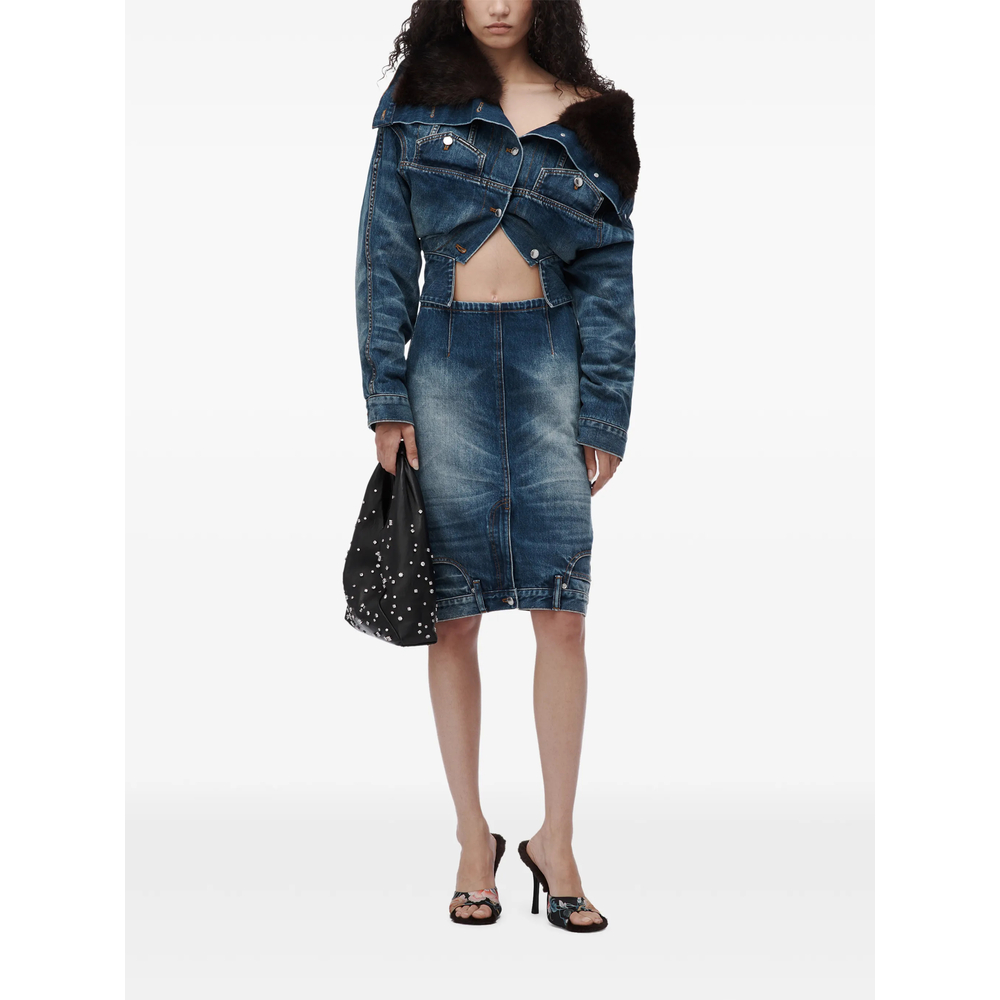 Upside Down Denim Pencil Skirt
