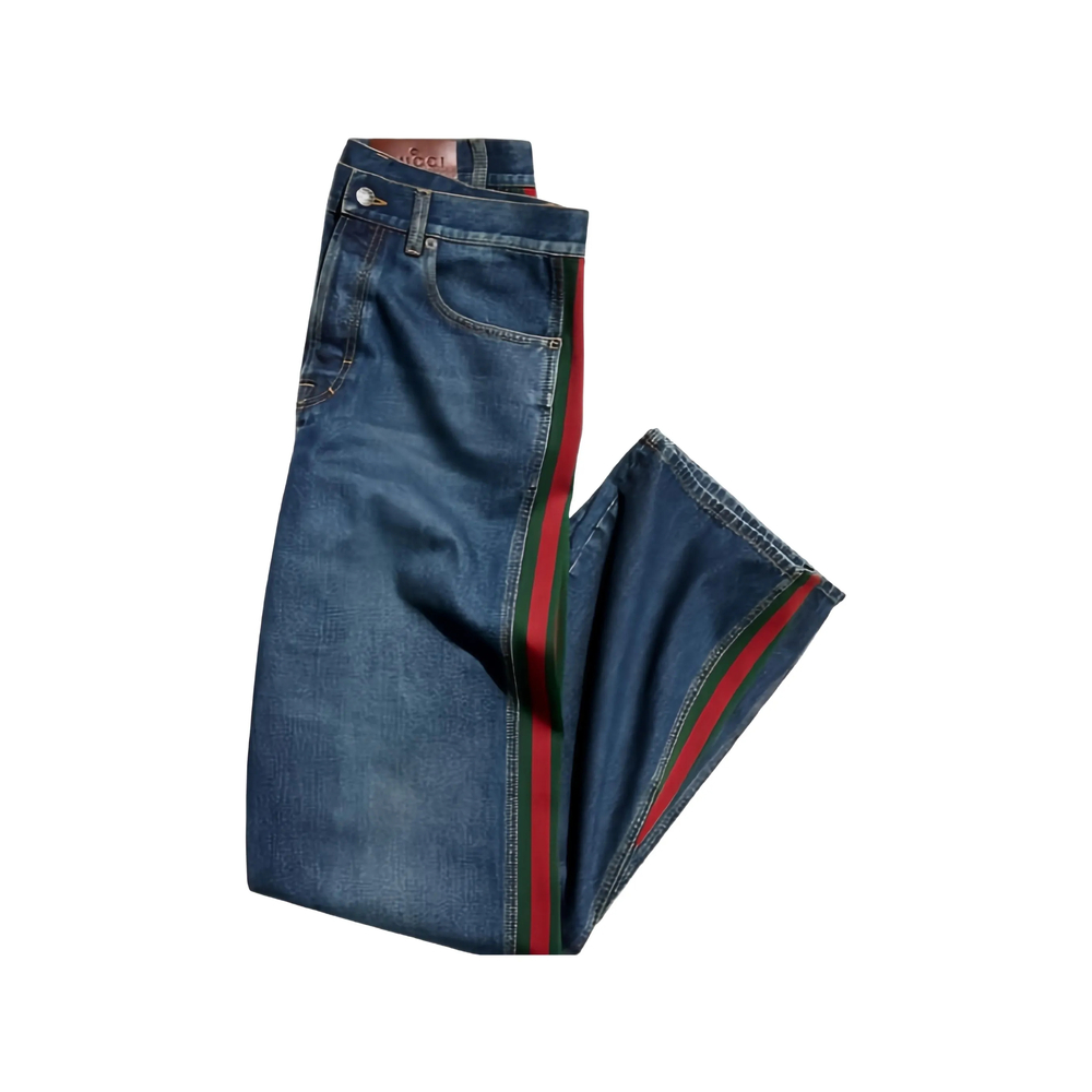 Gucci Web-stripe Straight-leg Jeans