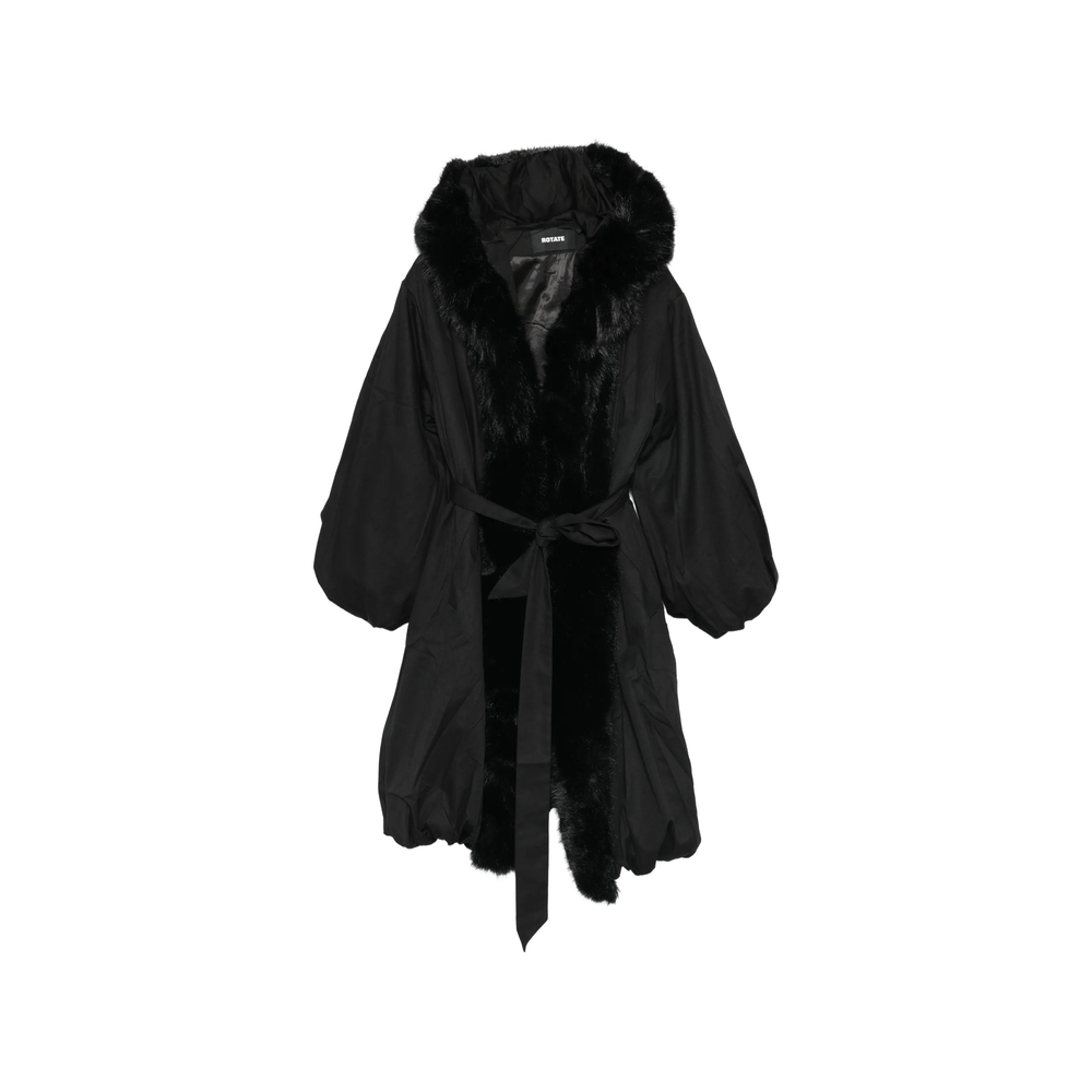 Faux-Fur Trim Hooded Coat