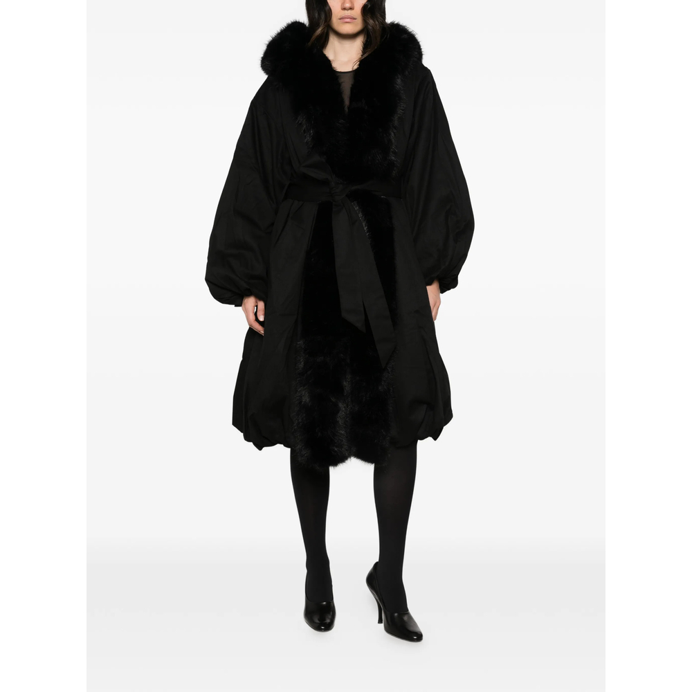 Faux-Fur Trim Hooded Coat