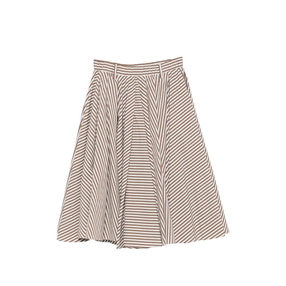 Brunello Cucinelli Striped Pleated Midi Skirt