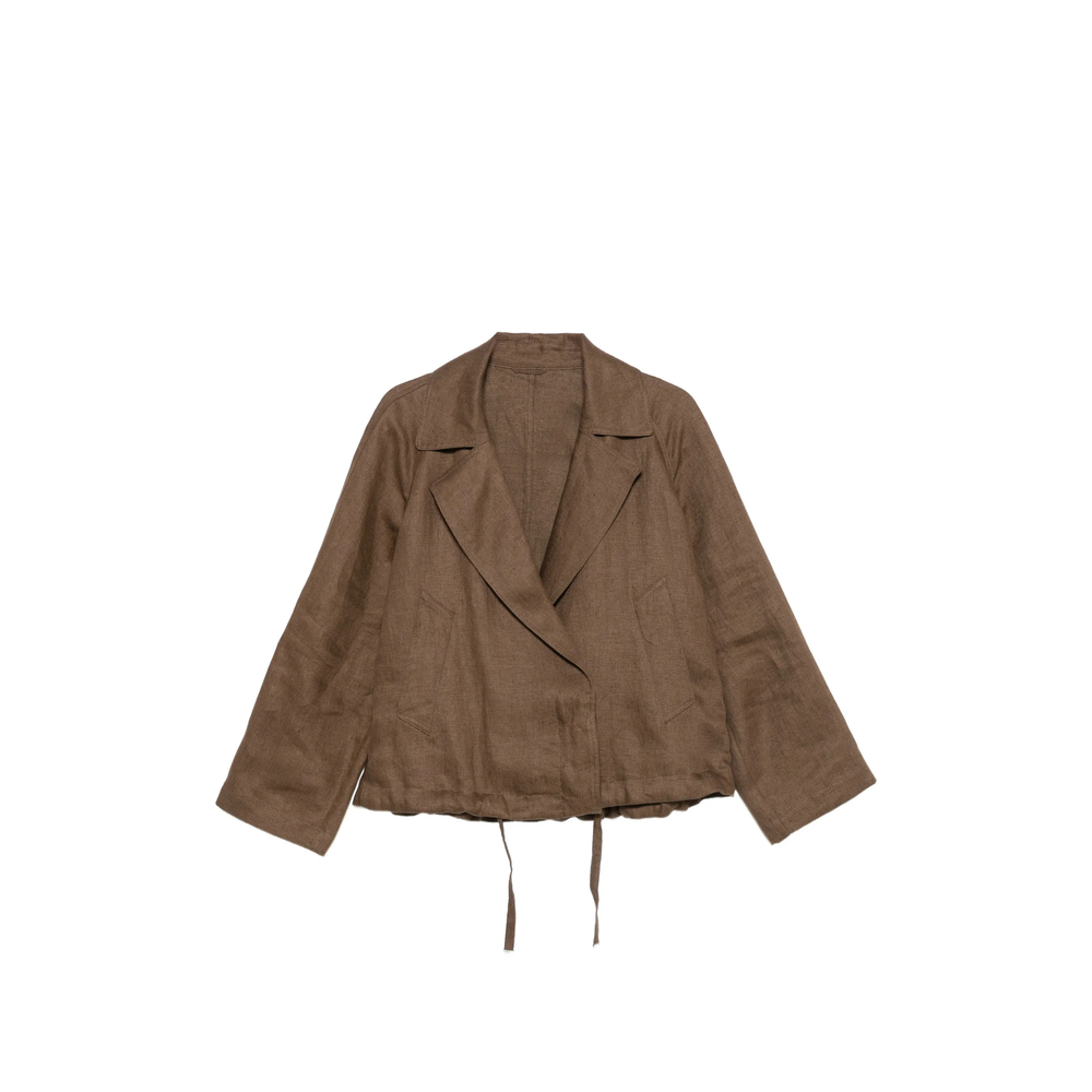 Drawstring-Hem Notch-Lapels Jacket