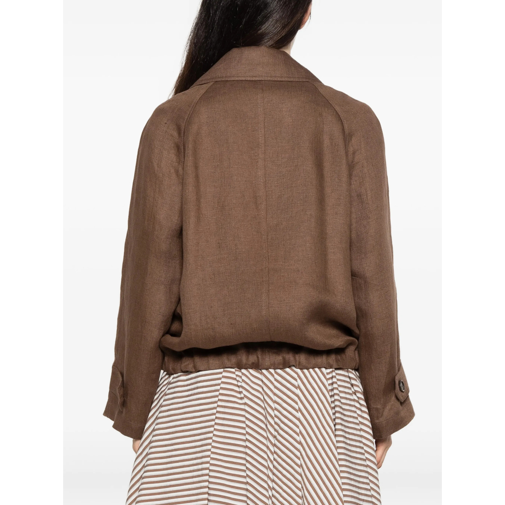 Drawstring-Hem Notch-Lapels Jacket