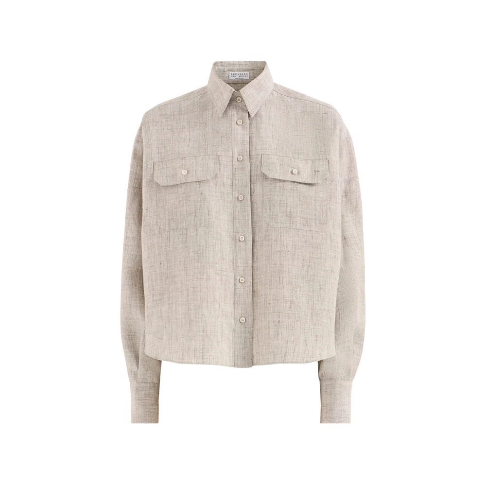 Monili-Embellished Chest-Pocket Shirt