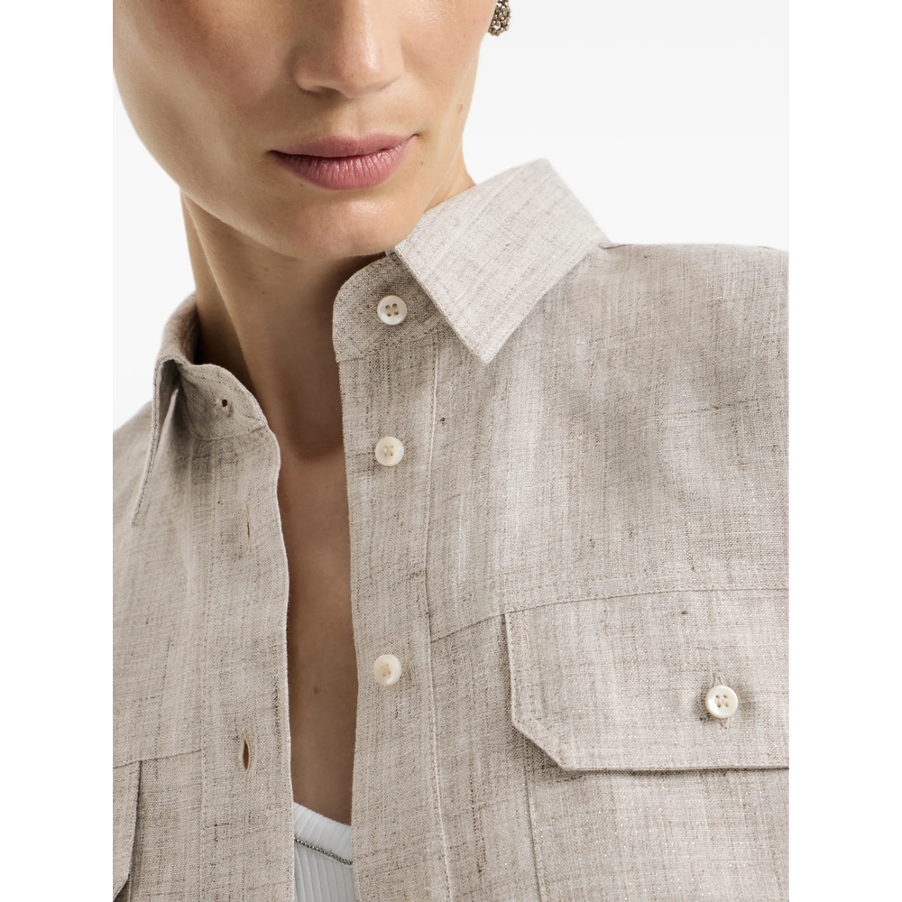 Monili-Embellished Chest-Pocket Shirt