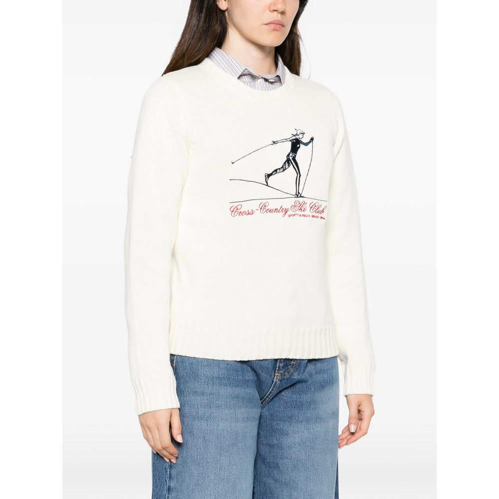 Graphic-Print Ribbed-Trim Sweater