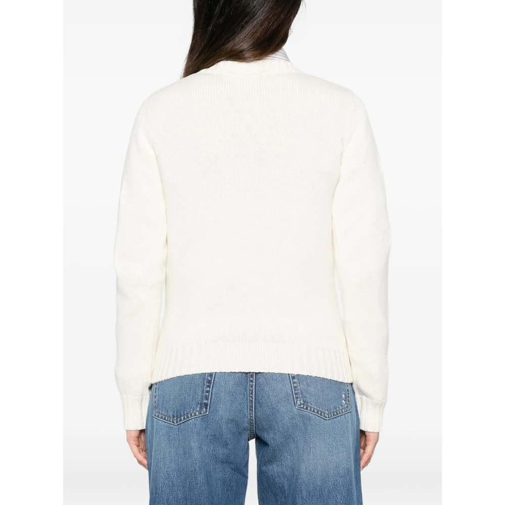 Graphic-Print Ribbed-Trim Sweater