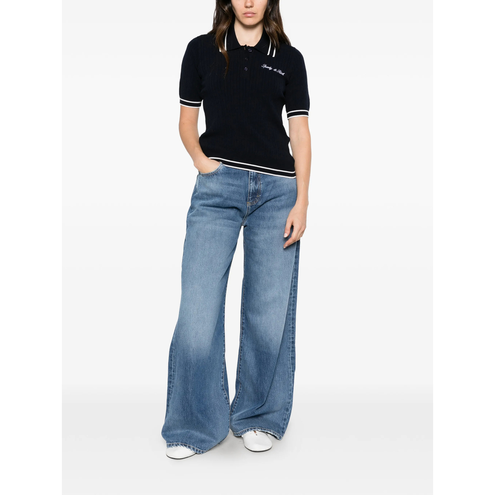Cable-Knit Short-Sleeve Polo Top