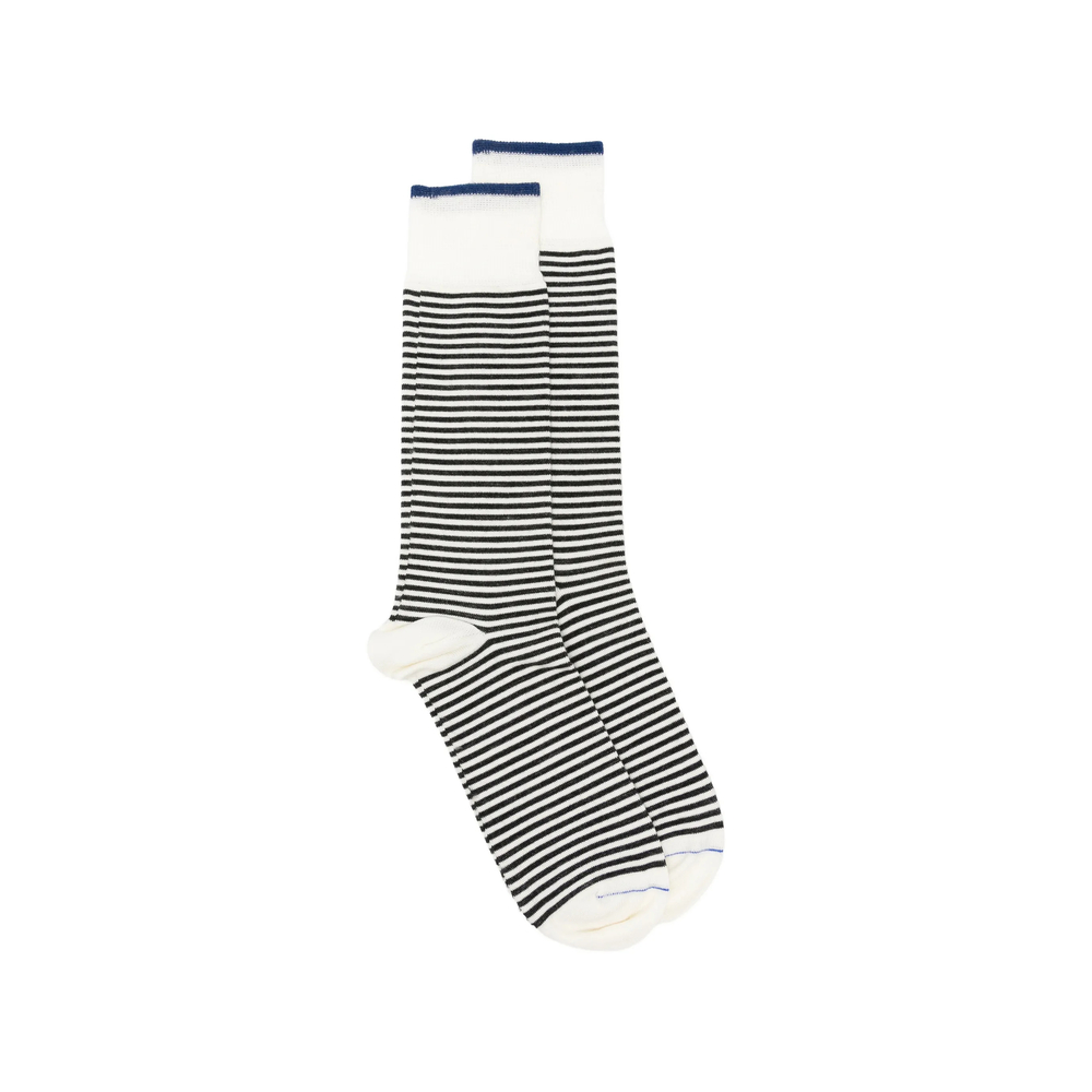 Thin Short Striped Ribbed-Trim Socks