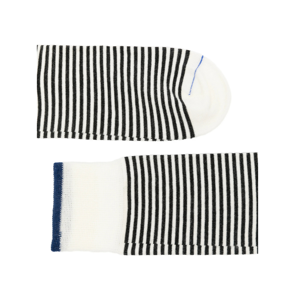 Thin Short Striped Ribbed-Trim Socks