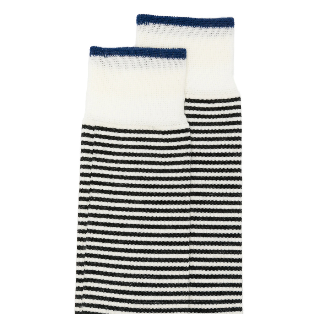 Thin Short Striped Ribbed-Trim Socks