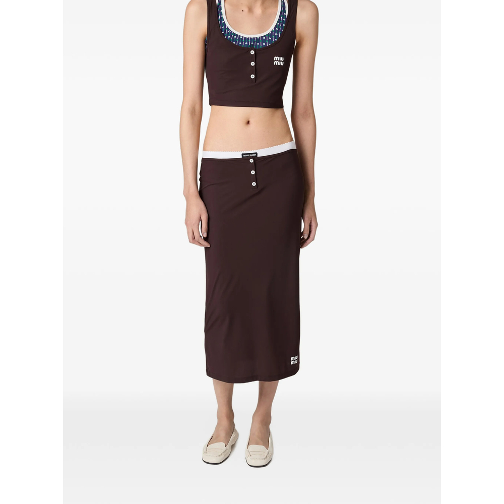Logo-Detail Buttoned Midi