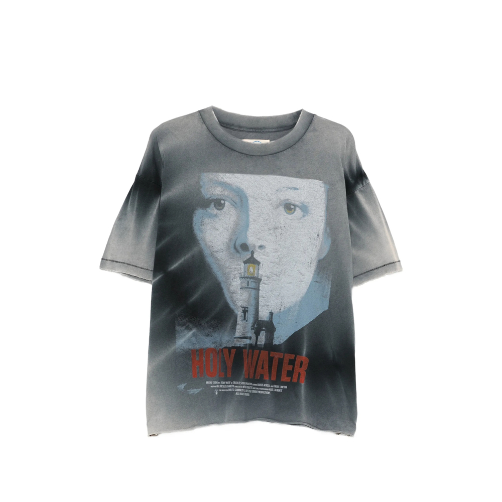 Graphic-Print Raw-Edge T-Shirt