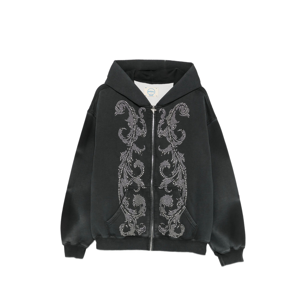 Stud-Embellished Zip-Up Hoodie