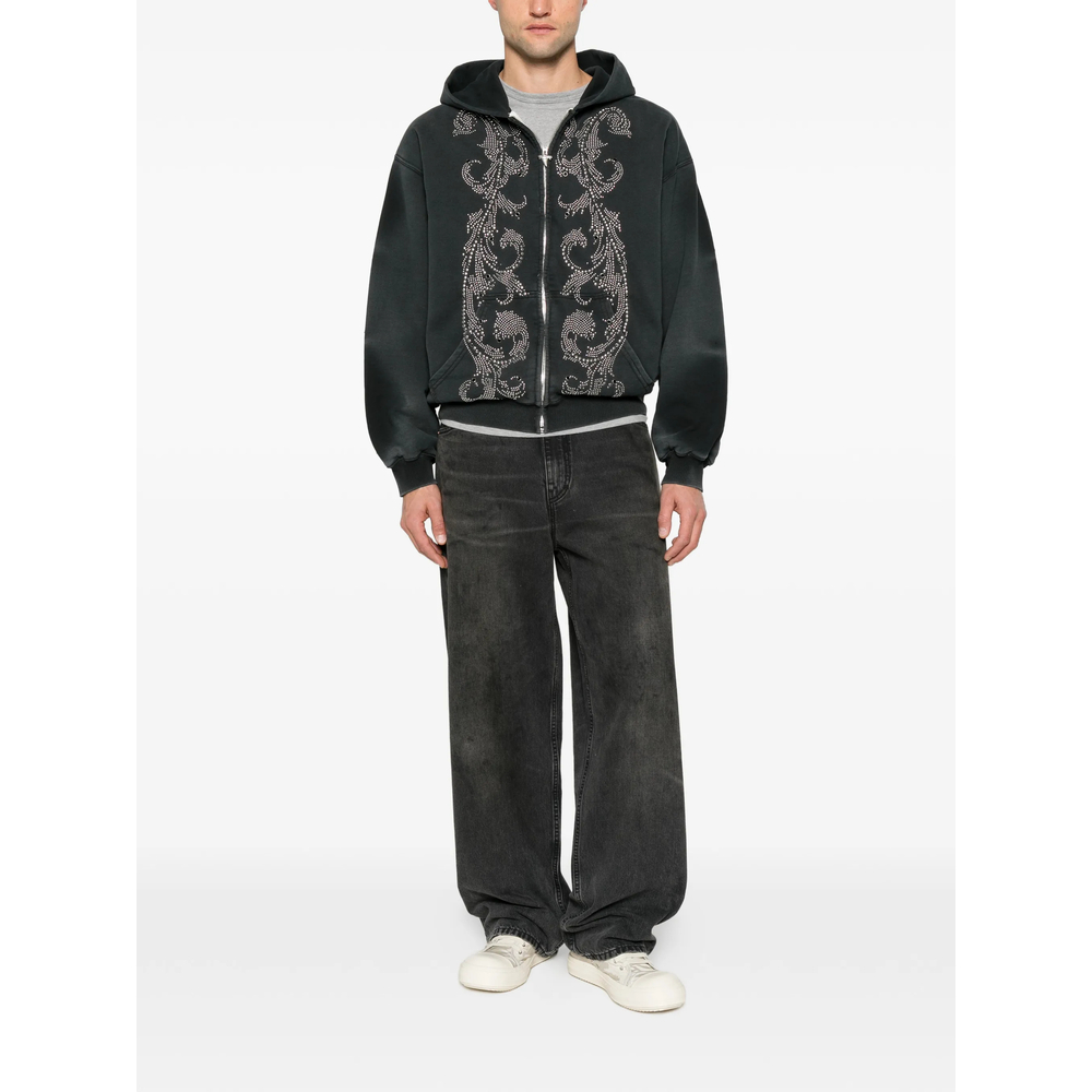 Stud-Embellished Zip-Up Hoodie