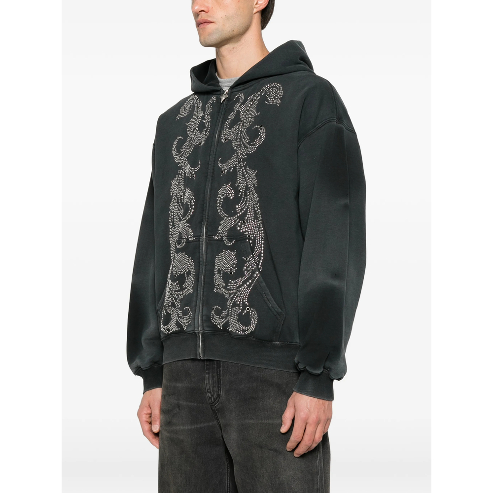 Stud-Embellished Zip-Up Hoodie