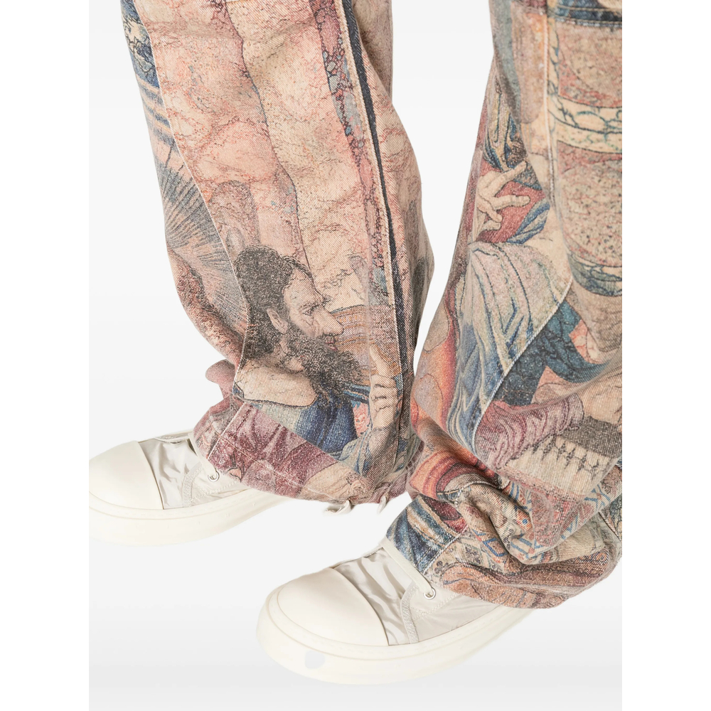Tapestry-Print Jeans