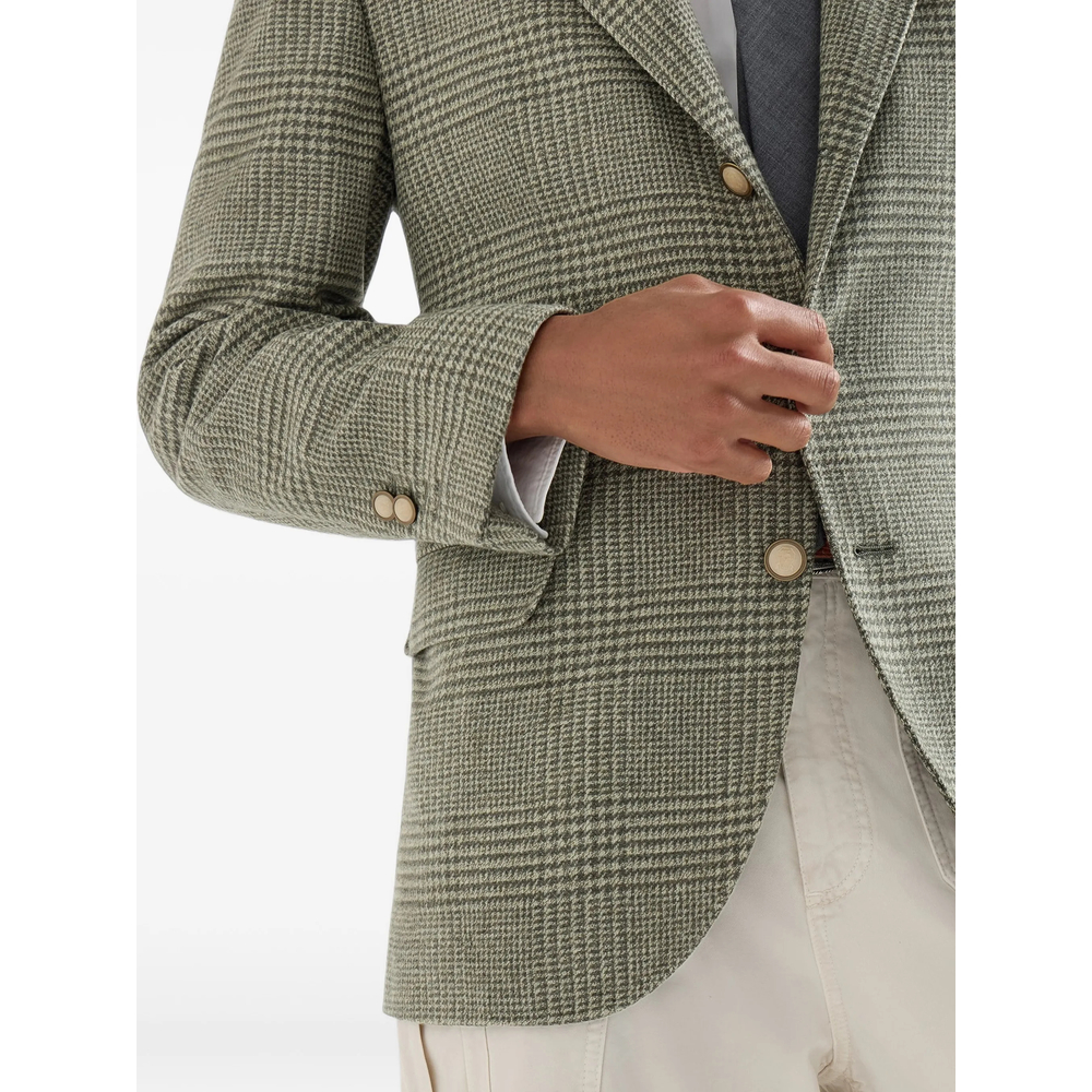 Comfort Wool And Cashmere Prince Of Wales Flannel Deconstructed Blazer