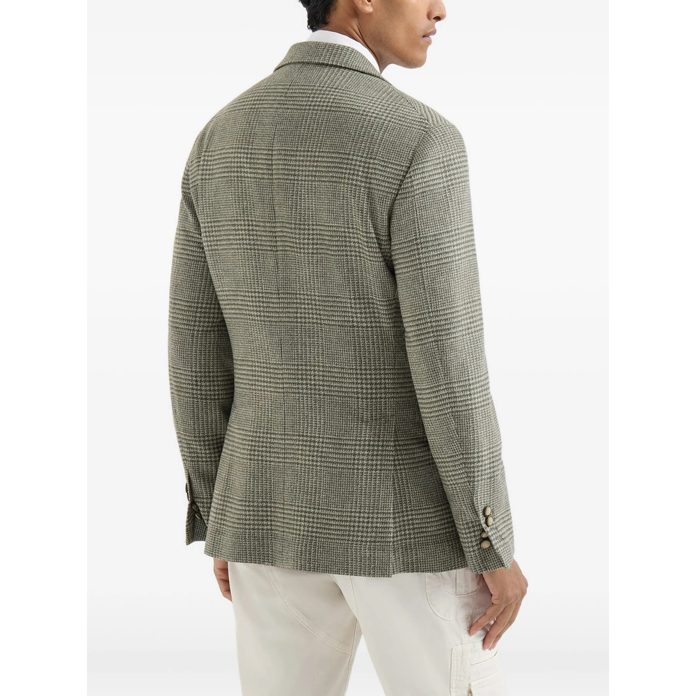 Comfort Wool And Cashmere Prince Of Wales Flannel Deconstructed Blazer