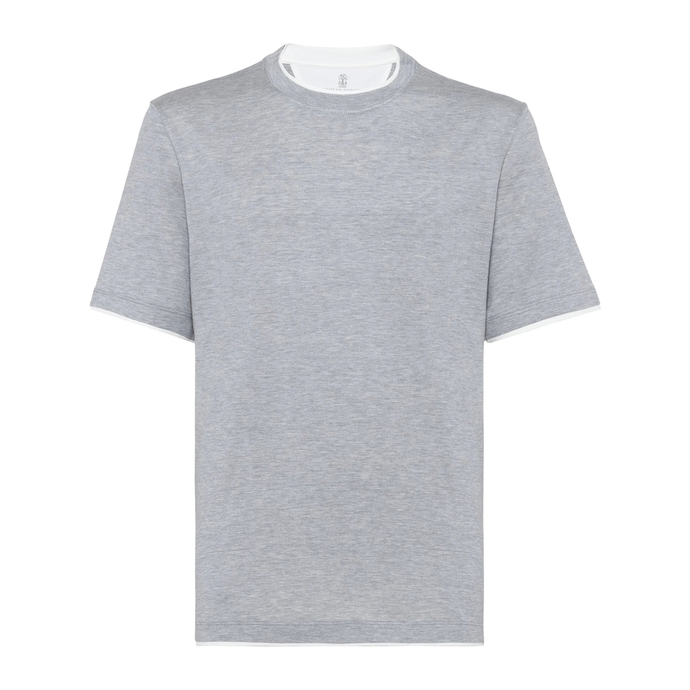 Brunello Cucinelli Silk And Cotton Lightweight Jersey Crew-neck T-shirt With Faux-layering
