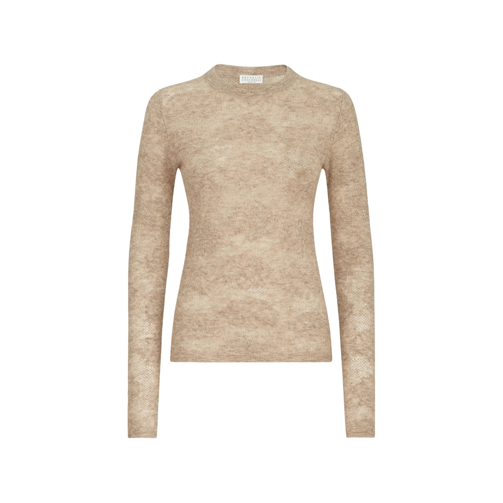 Brunello Cucinelli Silk, Alpaca And Wool Flower-lace Sweater