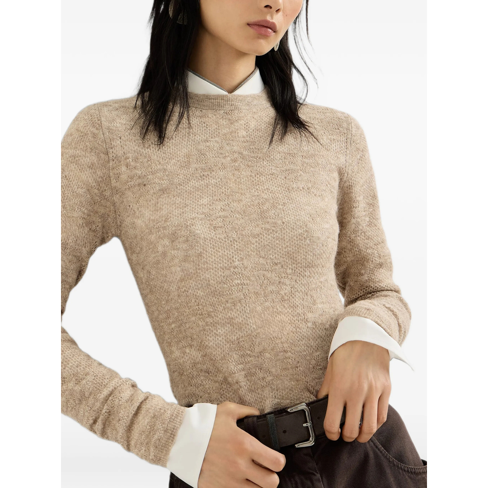 Silk, Alpaca And Wool Flower Lace Sweater