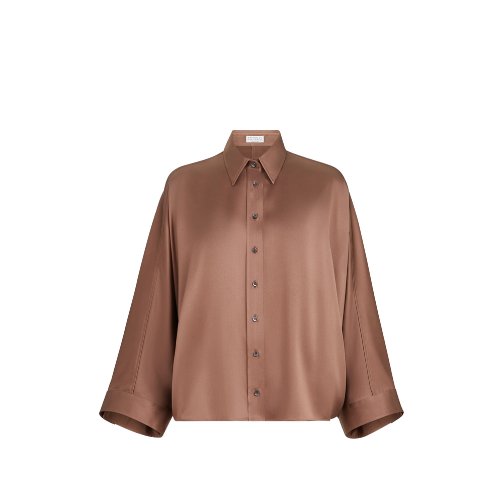 Brunello Cucinelli Stretch Silk Satin Shirt