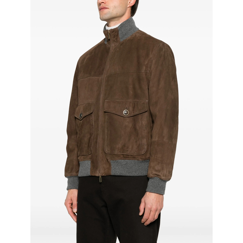 Suede-Finish Panelled Jacket
