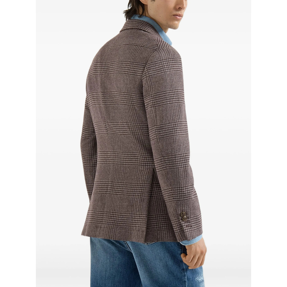 Comfort Wool And Cashmere Prince Of Wales Flannel Deconstructed Cavallo Blazer
