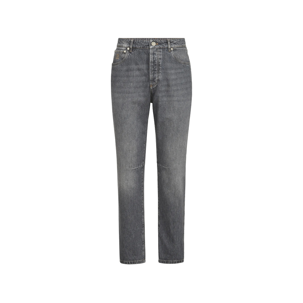 Brunello Cucinelli Greyscale Denim Leisure-fit Five-pocket Trousers