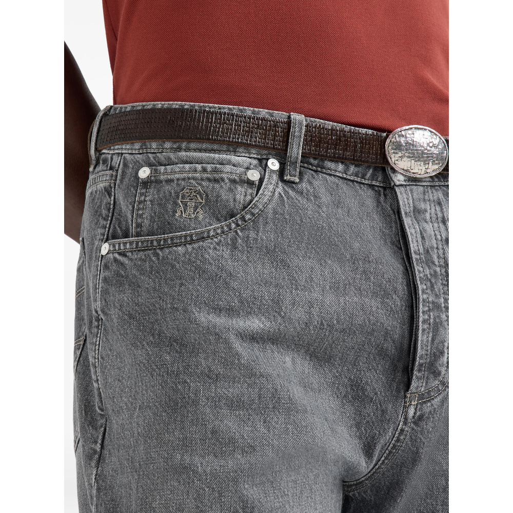 Greyscale Denim Leisure-Fit Five-Pocket Trousers