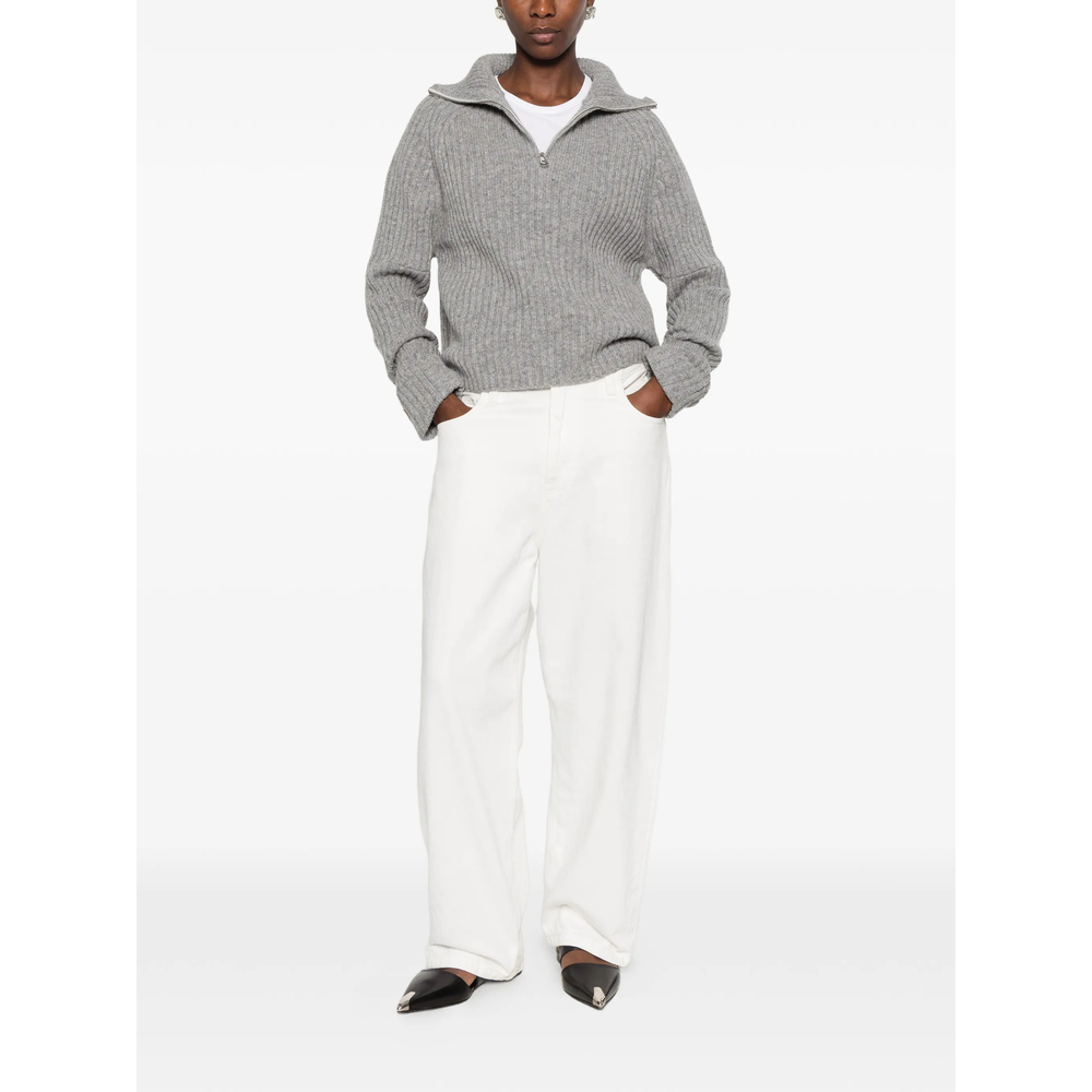 Ribbed-Knit Zip-Neck Sweater