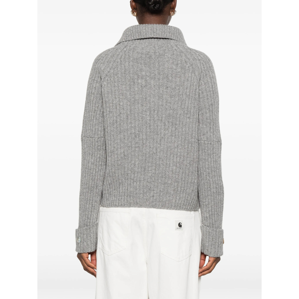 Ribbed-Knit Zip-Neck Sweater