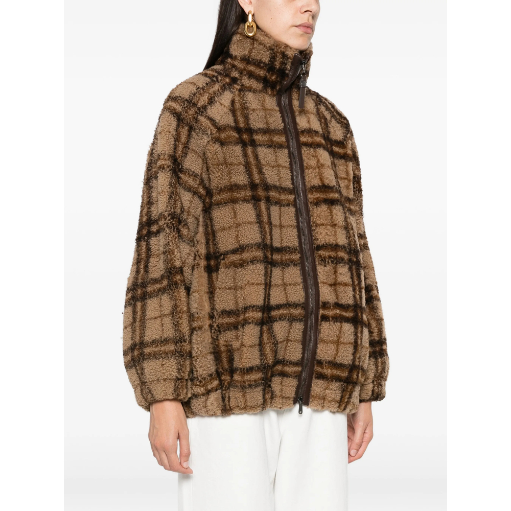 Check-Pattern Shearling Jacket
