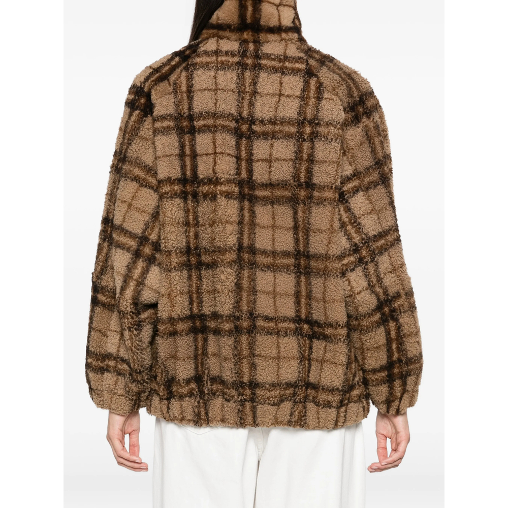 Check-Pattern Shearling Jacket