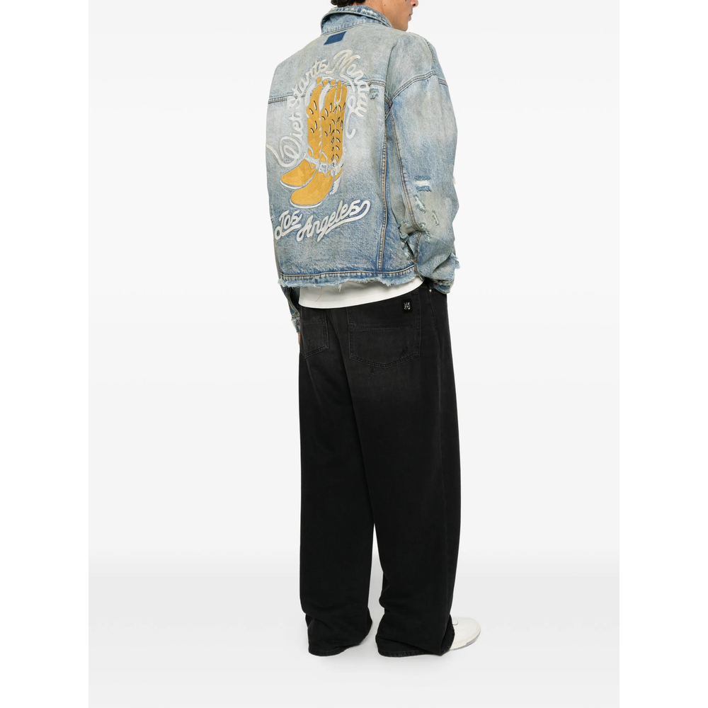 Distressed Patchwork Denim Jacket