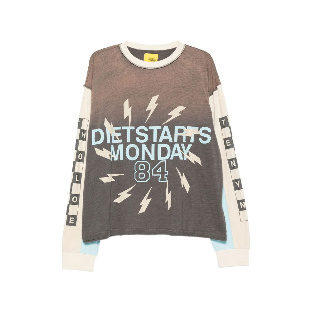 Graphic-Print Panelled Long-Sleeved T-Shirt