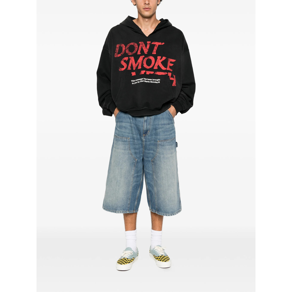 Slogan-Print Pouch-Pocket Hoodie
