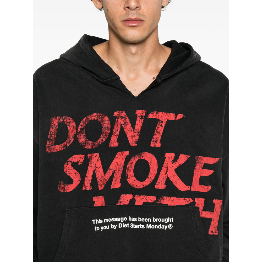 Slogan-Print Pouch-Pocket Hoodie