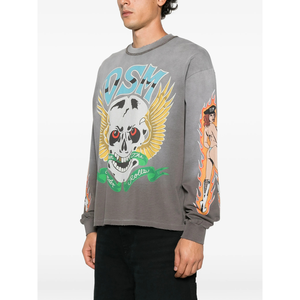 Skull-Print Long-Sleeve T-Shirt