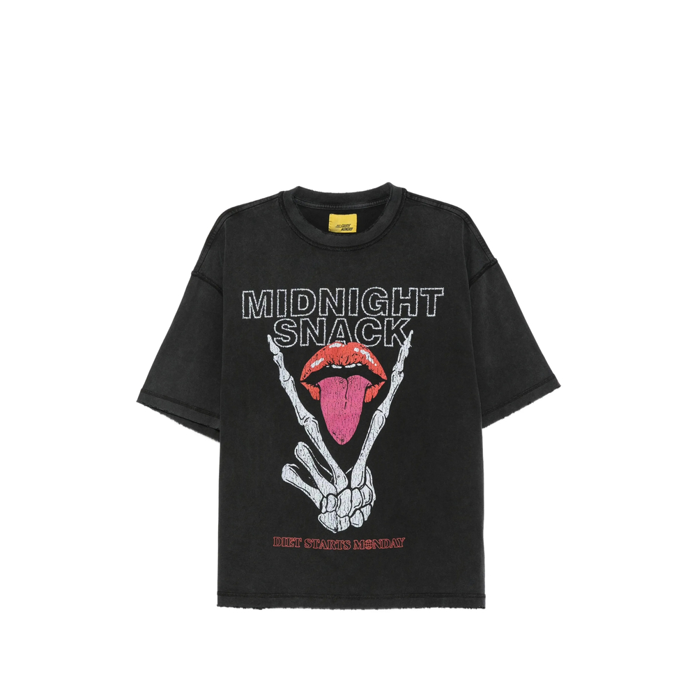 Graphic-Print Raw-Edge T-Shirt