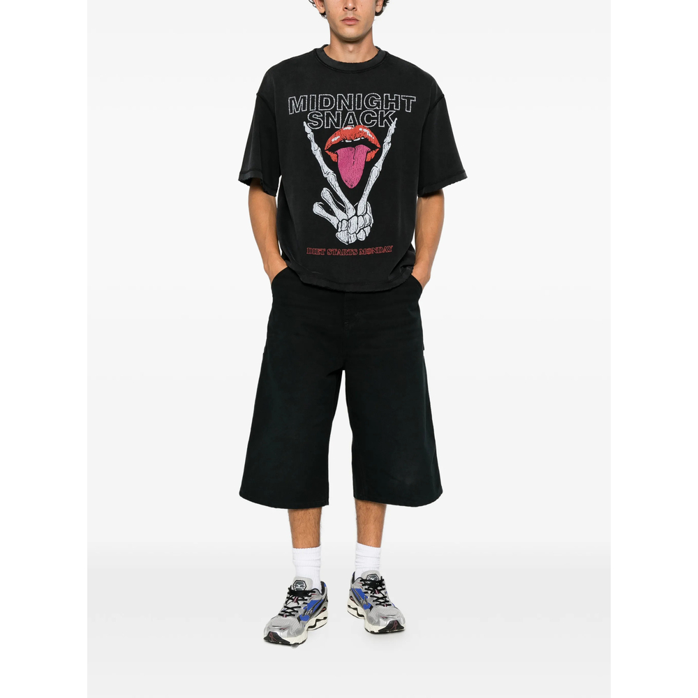 Graphic-Print Raw-Edge T-Shirt
