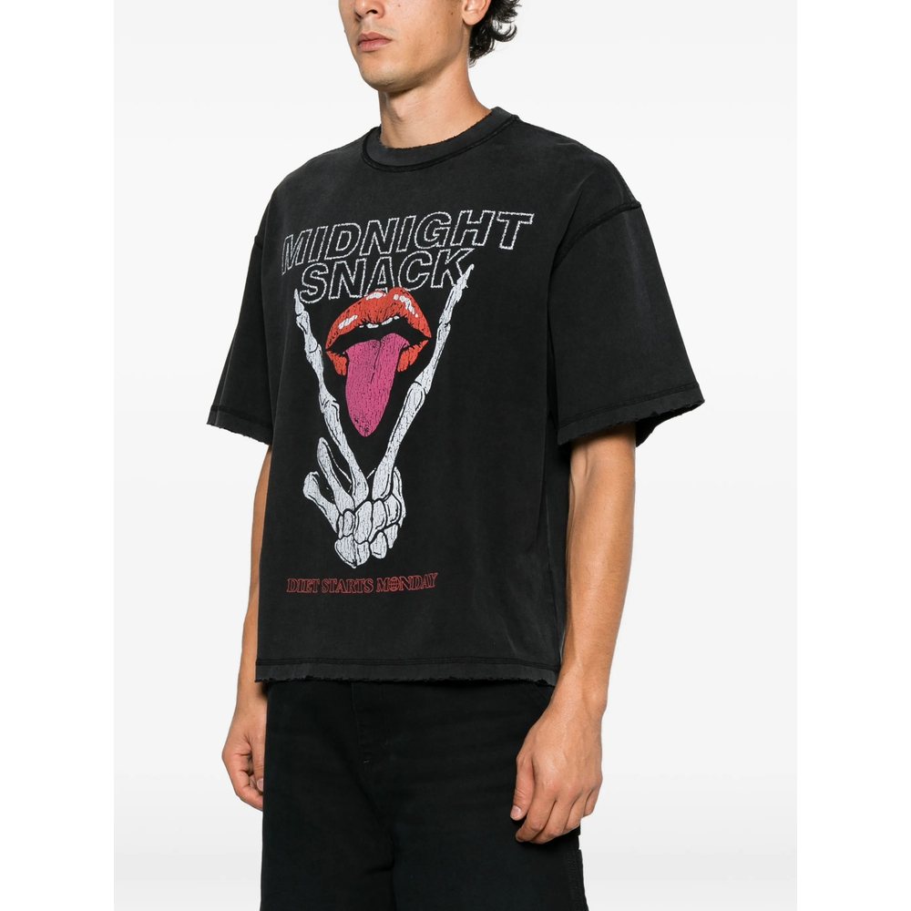 Graphic-Print Raw-Edge T-Shirt